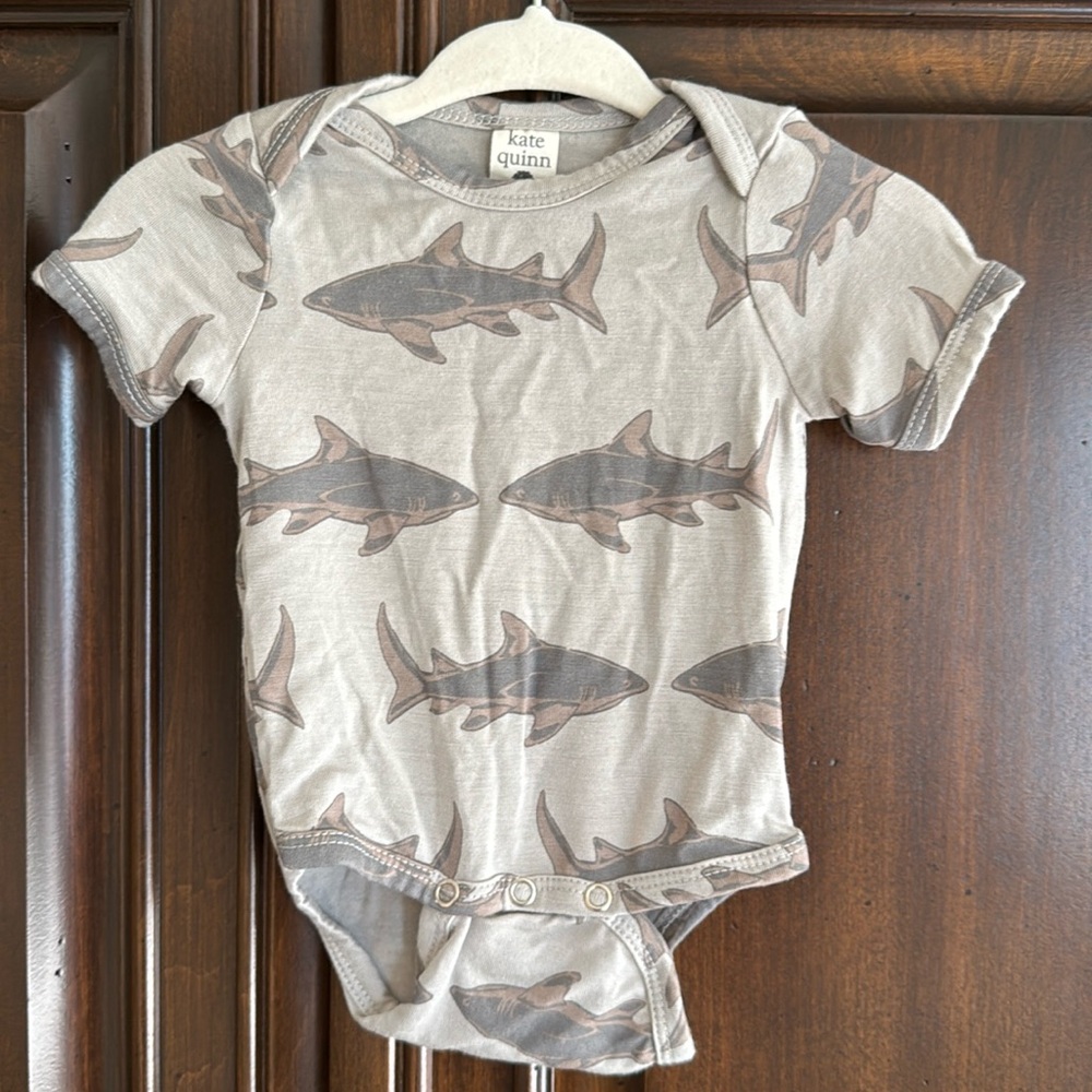 Kate Quinn newborn sharks bodysuit bamboo